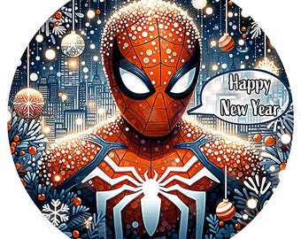 PNG Spiderman Happy New Year Clipart Peter Parker Mcu Superhelden Design-Datei für Sublimation Kunst Geburtstag Transparent Shirt Becher TumblerGift