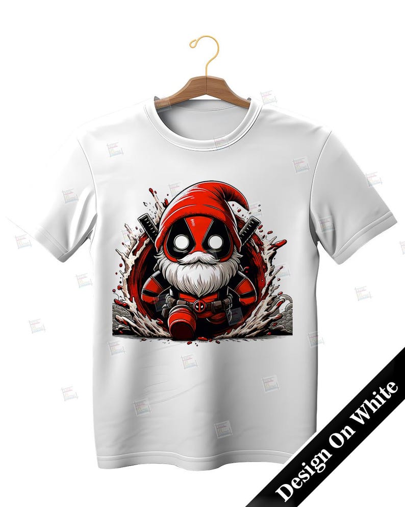 PNG Deadpool gnome design Superhero gnome art Marvel dwarf comic book style autumn gnome cosplay fall foliage print sublimation art Tshirt Mug Design Wall Art Stickers Tumbler Clipart Halloween Christmas New year card making designs gift ideas