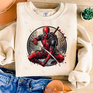 Deadpool clipart, Watercolor Digital Poster design PNG file for sublimation, Superhero Art,Digital Download,Birthday,Transparent background