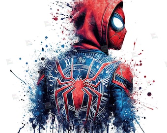 Spiderman clipart Watercolor Digital Poster design PNG file for sublimation Superhero Art Digital Download Birthday Transparent background