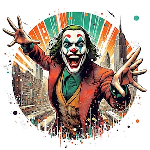 PNG Jokeman Dance Clipart, Superheroes Pop Art Digital Poster Design PNG filefor sublimation Vintage TShirt Mug Tumbler Wall Art Printing