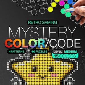Pixel Color By Number Retro Gaming | Mystery Mosaic Printable | Kids Coloring Book PDF | Ages 8-12