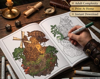 Fantasy RPG Taverns Coloring Book| 30 Isometric Medieval Pages (PDF Download)