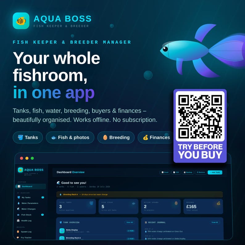 Aquarium Maintenance Tracker and Fish Breeding App cover