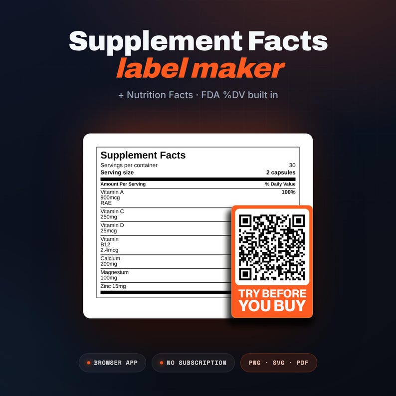 Supplement Facts Label Generator cover