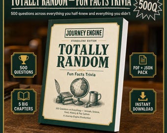 Fun Facts Trivia Book | 500 Questions | Animals Science Food History Pop Culture | Pub Quiz Printable | Late Hour Trivia App PDF