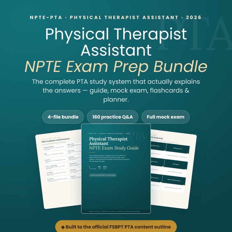 PTA Exam Study Guide 2026 NPTE Physical Therapist Assistant exam prep bundle cover