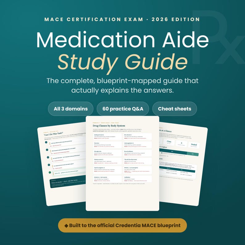 Medication Aide Study Guide 2026 MACE certification exam prep cover