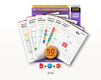 First Week of School Activities Bundle, 50 Classroom Games for Grades 2-5