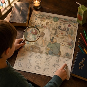 Lost in Church Hidden Object Book | Christian Activity Printable | 40 Scenes 18 Objects | Adult Faith Puzzle | Instant Download PDF image 7