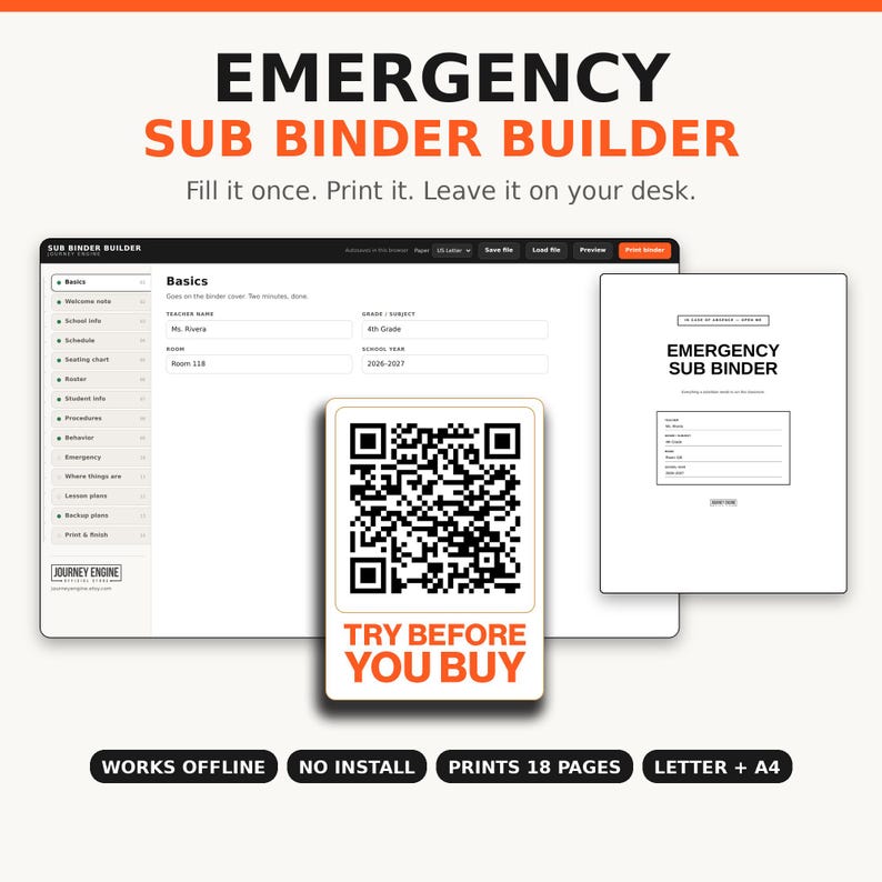 Emergency Sub Plans Binder cover