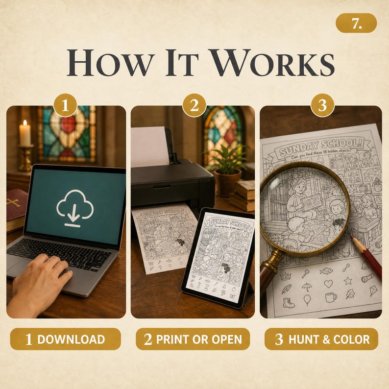 Lost in Church Hidden Object Book | Christian Activity Printable | 40 Scenes 18 Objects | Adult Faith Puzzle | Instant Download PDF image 2