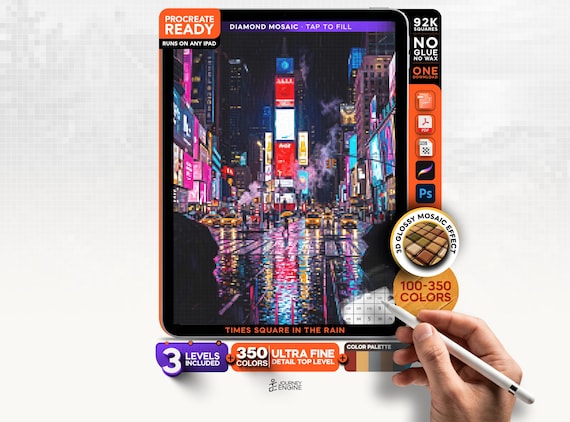 Times Square in the Rain digital diamond painting mystery mosaic