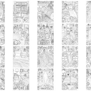 Libro para colorear "El lateral de la cama" / Páginas para colorear divertidas para adultos sobre parejas / 40 escenas de humor sobre relaciones / Regalo de boda / Descarga imprimible imagen 5
