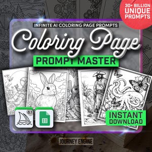 Coloring Page Prompt Master | Infinite Midjourney Prompts | AI Coloring Book Creator | Kids & Adults | Prompt Generator