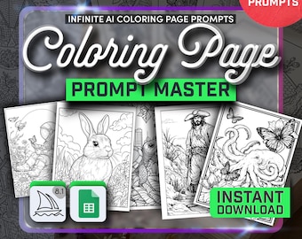 Coloring Page Prompt Master | Infinite Midjourney Prompts | AI Coloring Book Creator | Kids & Adults | Prompt Generator