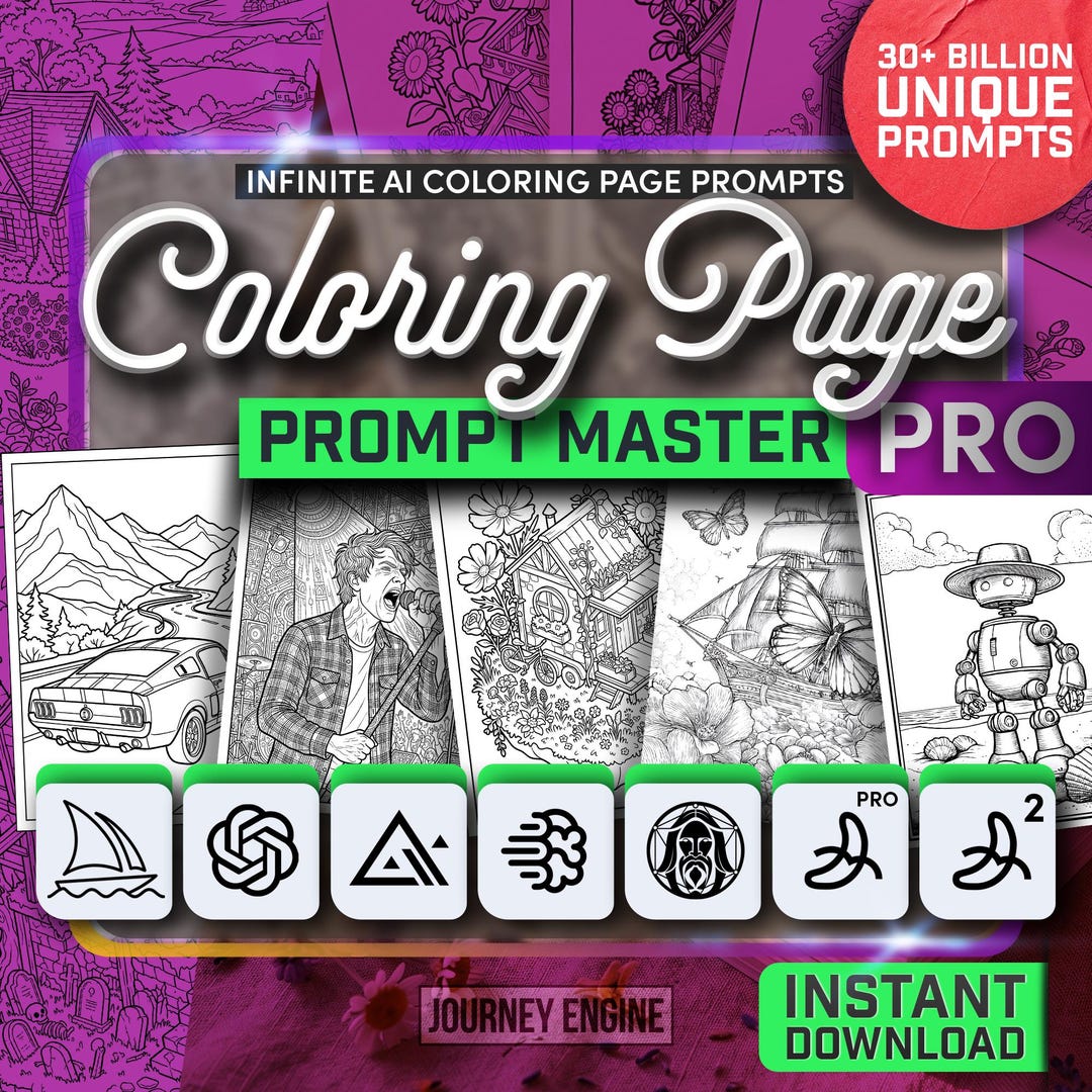 Coloring Page Prompt Master PRO | 8 AI Platforms | Batch Generator 50 ...
