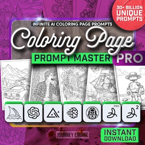 Coloring Page Prompt Master PRO | 8 AI Platforms | Batch Generator 50 Presets | Midjourney ChatGPT Flux | Prompt Generator