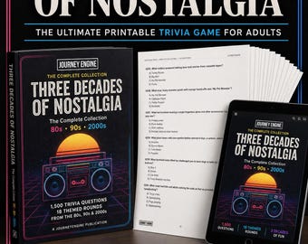 80s 90s 2000s Trivia Game | Printable Nostalgia Quiz for Adults | 1,500 Questions | Game Night & Reunion Party | Instant Download