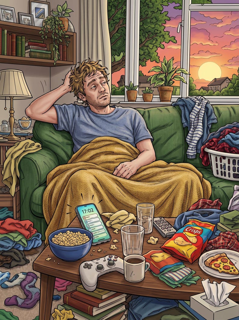 Collection « Anxiété du dimanche » | Livre de coloriage humoristique pour adultes | 40 scènes humoristiques et réalistes | Cadeau idéal pour un dimanche morose | Téléchargement instantané à imprimer image 10