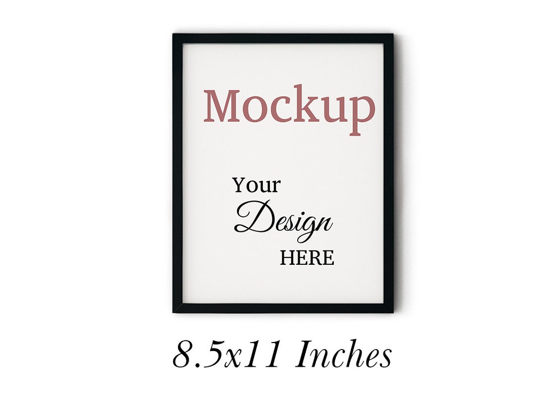 Black Frame Mockup 8.5x11, Frame Mockups PSD, 8.5x11 Vertical Wall Frame, Digital Frame Mockup