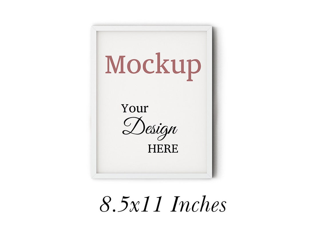 White Frame Mockup 8.5x11, Frame Mockups PSD, 8.5x11 Vertical Wall