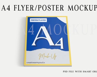 PSD minimalist A4 Poster mockup, Flyer Mockups PSD, A4 brochure, Resume mockup