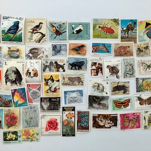 50 alte Briefmarken für Tags, Junk Journals, Bullet Journals und mehr