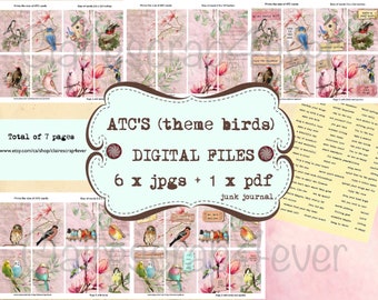 Bird ATC Cards: Junk Journal Ephemera (Digital Download)