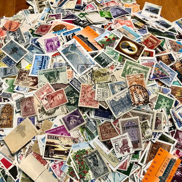 125 old worldwide postage stamps for tags, junk journals, bullet journals and more