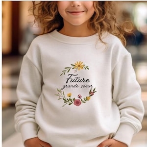 Future Big Sister Flower Crown Sweatshirt, I'm Going to Be a Big Sister (Customizable)