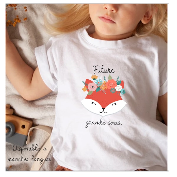 T shirt grande soeur manches courtes ou longues/ cadeau grande soeur/Annonce grossesse/Annonce grande soeur