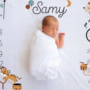 Personalized baby milestone blanket "Circus" / baby shower / original birth gift / play mat / birth blanket / handmade gift