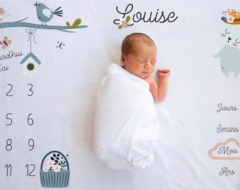 Personalized "Spring" Baby Milestone Blanket / Baby Shower Gift / Handmade Gift