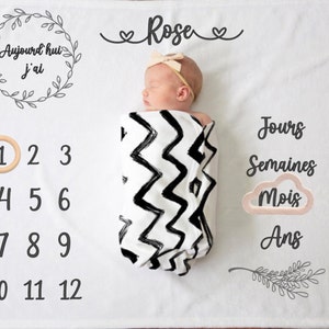 Personalized photo mat / Baby milestone blanket / Evolution mat / Personalized birth gift Personalized milestone blanket /