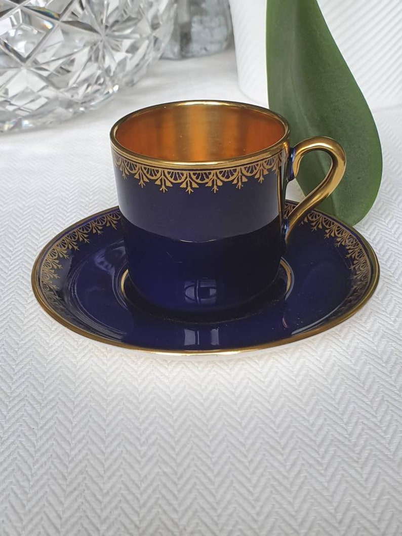 Crown Devon Signed Antique Coffee Cup and Saucer Made in Etsy