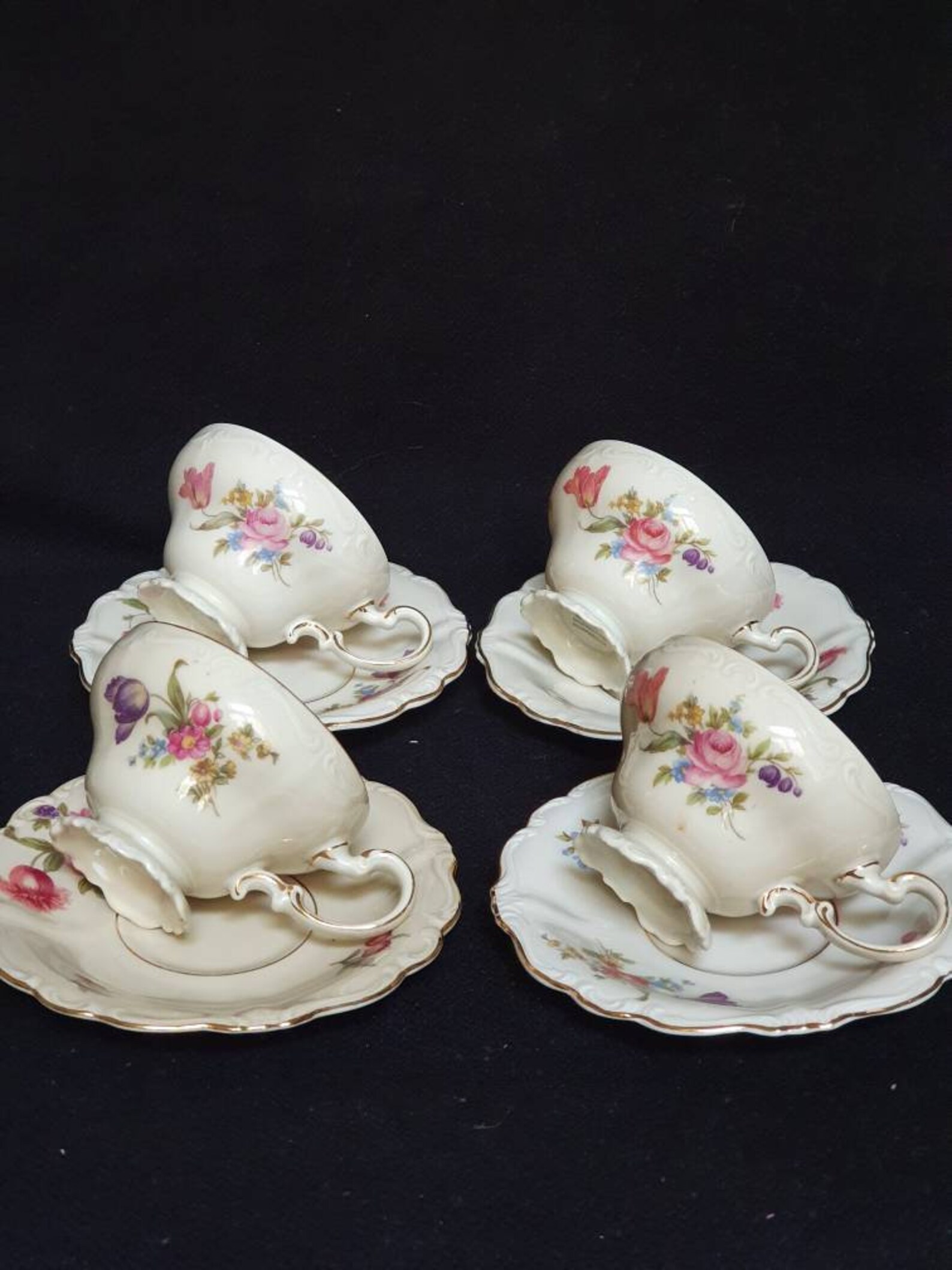 Rosenthal pompadour antique demitasse cups and saucers set 4 Etsy