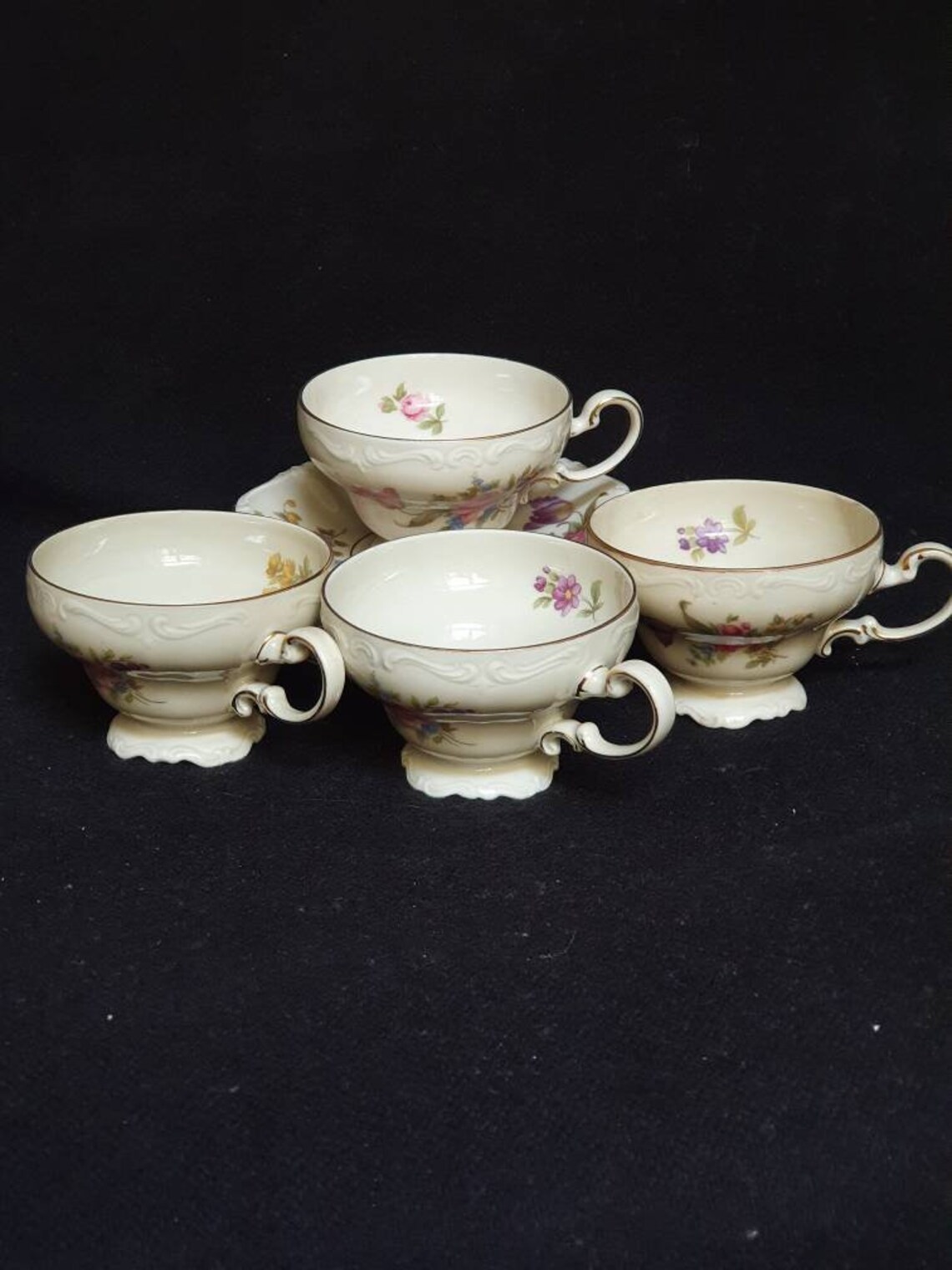 Rosenthal pompadour antique demitasse cups and saucers set 4 Etsy