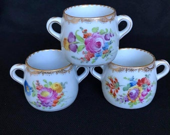 3 pieces Dresden signed handpainted cups, none saucer made in Germany