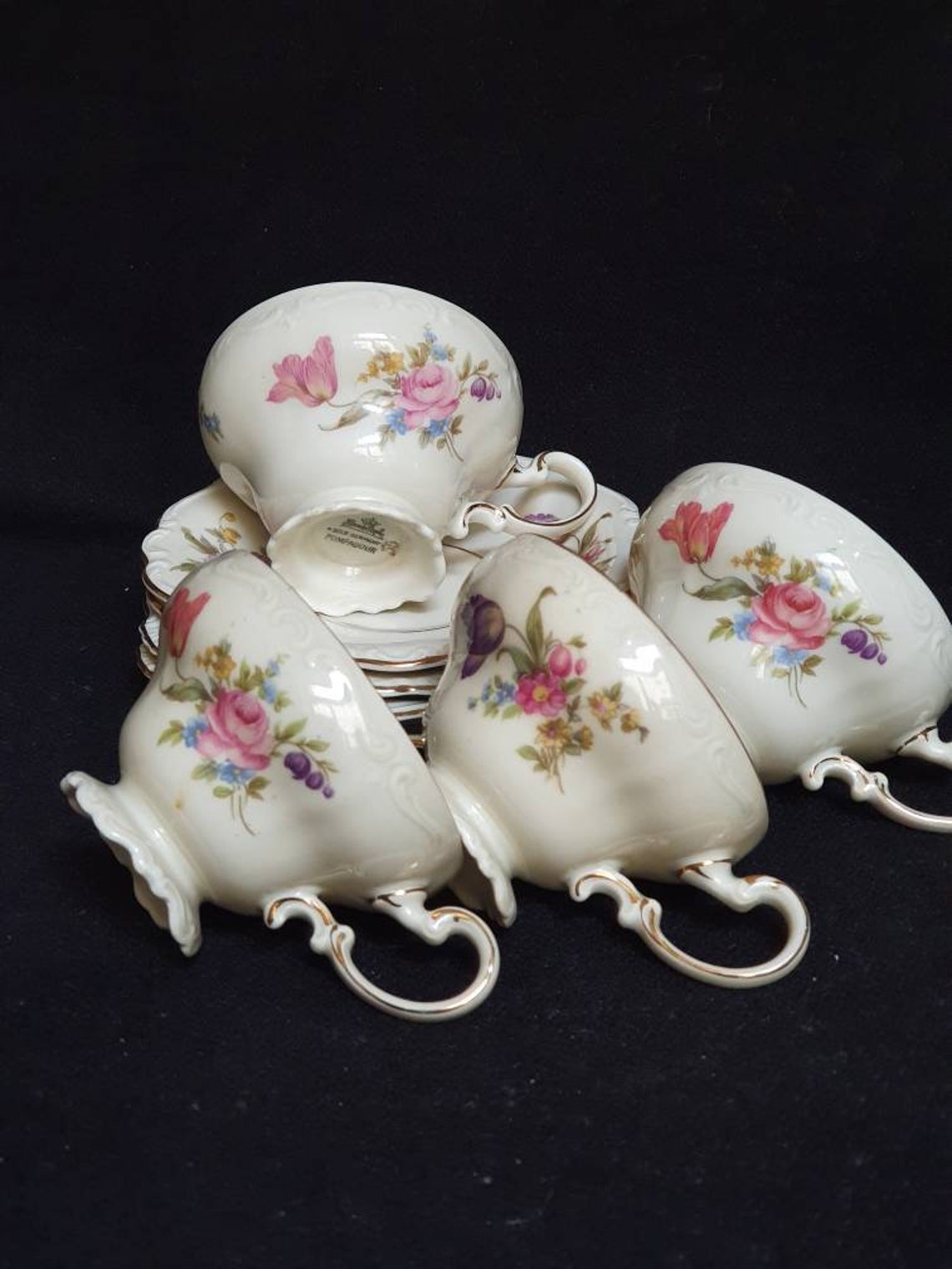 Rosenthal pompadour antique demitasse cups and saucers set 4 Etsy