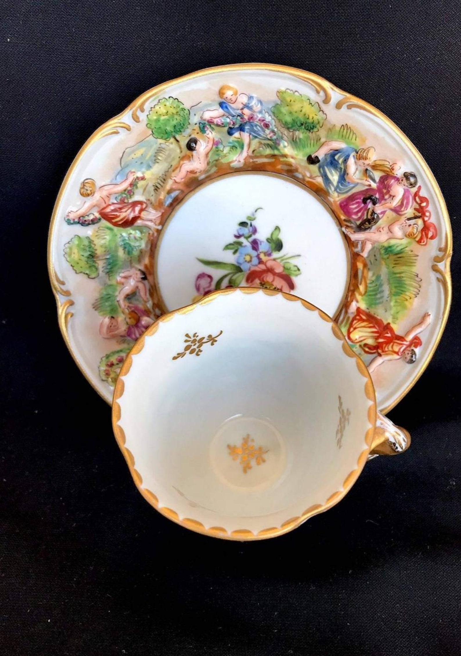 Capodimonte antique coffee cup and saucer made in Italy Etsy