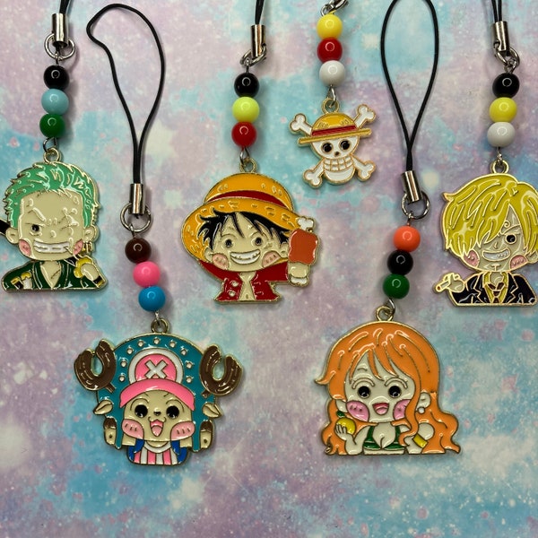 ONE PIECE ANIME inspired mobile phone charms - bag keychain accessories - handmade stocking filler gift