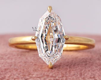 2 CT IGI Certified Step Marquise Cut Lab Diamond Solitaire Engagement Ring 14k Gold