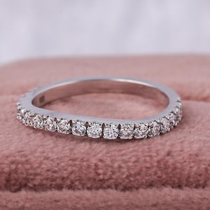 Lab Grown Diamond Wedding Band: Half Eternity Stacking Ring, 0.70 TCW