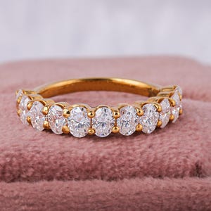 Oval Lab Grown Diamond Band Oval Eternity Band Oval Wedding Band Oval Cut Lab Grown Diamond Wedding Band 14K Gold Half Eternity Women's Band
