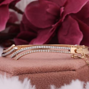 3.00 TCW Round Lab Grown Diamond Bangle / 14K Gold / Everyday Wear Bangle / Minimalist Diamond Bracelet / Mother&#39;s Day Gift/ Elegant Jewelry