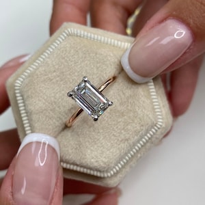 1.50 Carat EF-VVS2/VS1 Emerald Cut Lab Grown Diamond Solitaire Ring / IGI Certified Diamond Ring / Emerald Cut Engagement Ring / 14k Gold