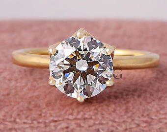 1-3 Carat Round Lab Grown Diamond Engagement Ring Tulip Hidden Halo Marquise Side Stones 18k Gold