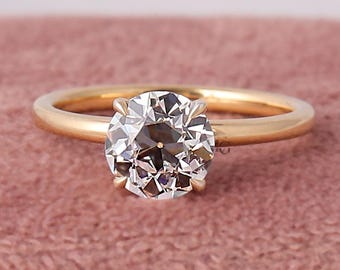 1-3 Carat Old European Cut Lab Grown Diamond Solitaire Engagement Ring 14k Gold