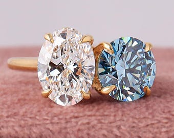 4 TCW Lab-Grown Diamond Engagement Ring Oval & Round Cut, Yellow Gold, IGI Certified
